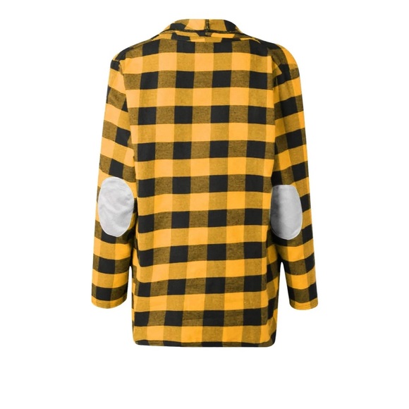 Yellow Plaid Open Front Cardigan - Picture 2 of 7